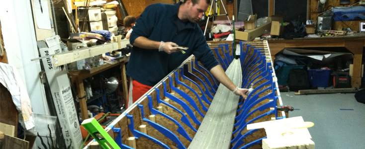 Dan working on the hull